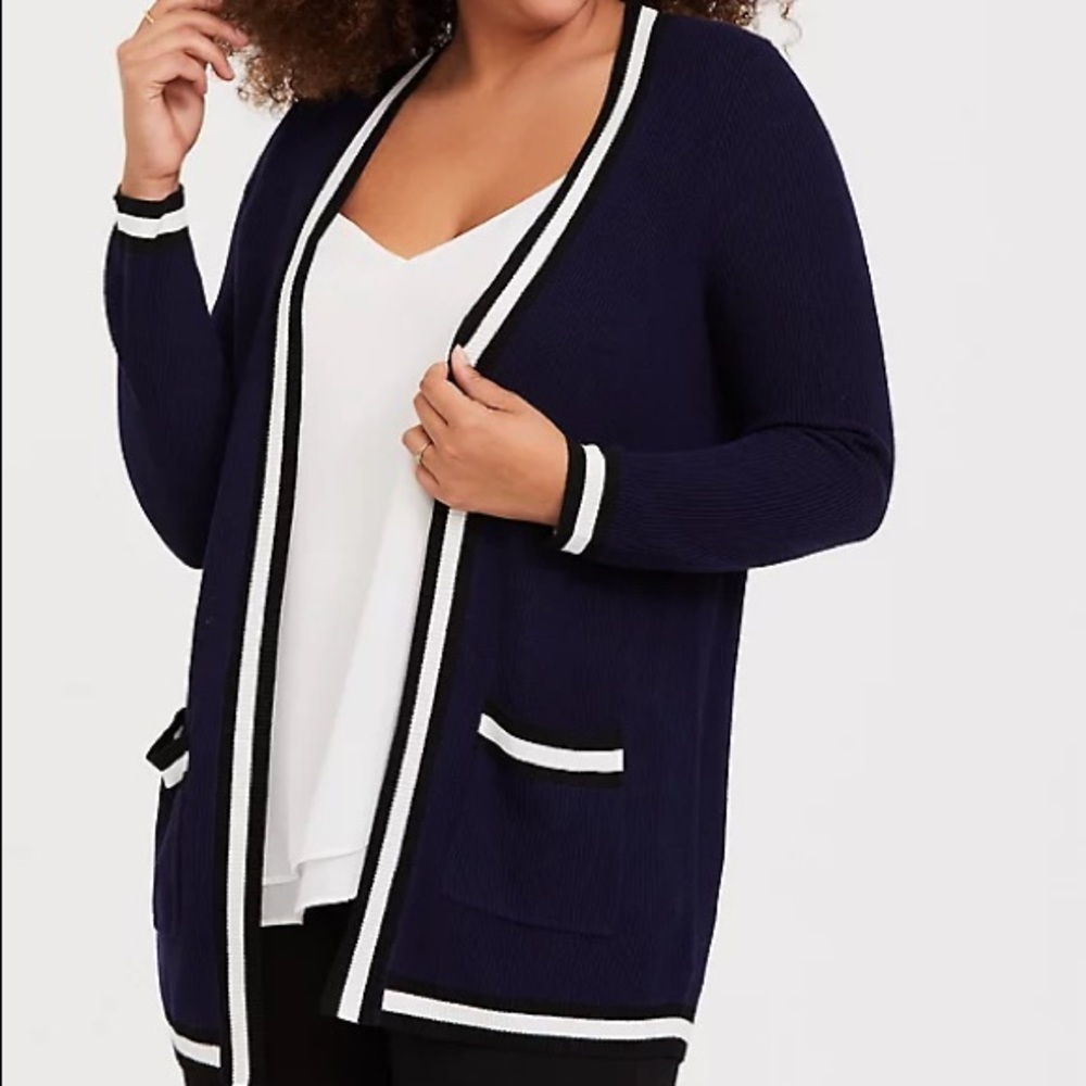 Torrid navy rib open front cardigan